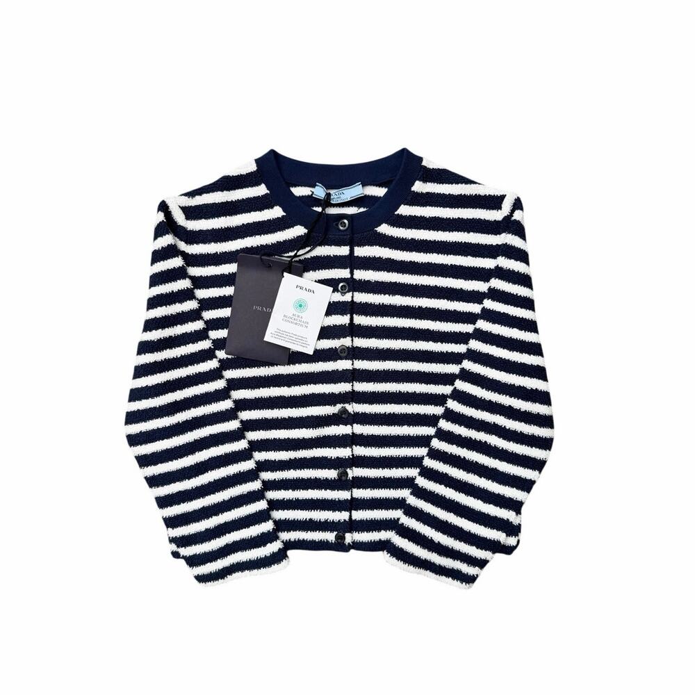 Size M - Prada Striped Bouclé Cardigan Sweater NEW